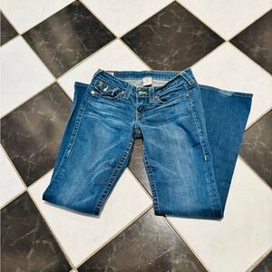 True Religion Women's Straight Leg Blue Jeans